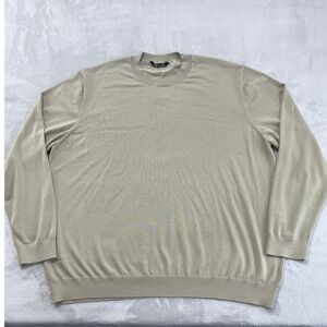 BYLT Sweater Mens 2XL Tan Crewneck Long Sleeve Lightweight Ribbed Modern Knit